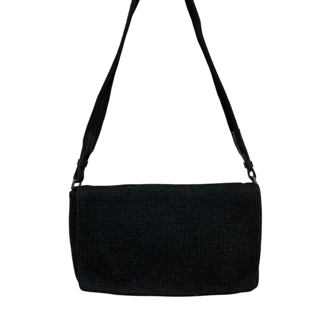 Prada Black Wool Leather Shoulder Bag (Pre-Owned)