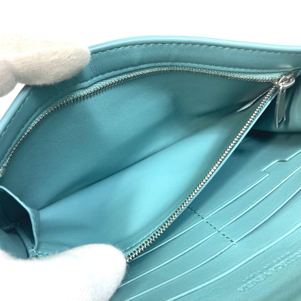 Bottega Veneta Blue Leather Long Wallet (Bi-Fold) (Pre-Owned)