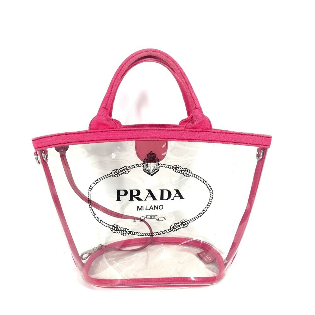 Prada Canapa Pink Vinyl Beach Bag Handbag Shoulder Bag Tote Bag (Pre-Owned)