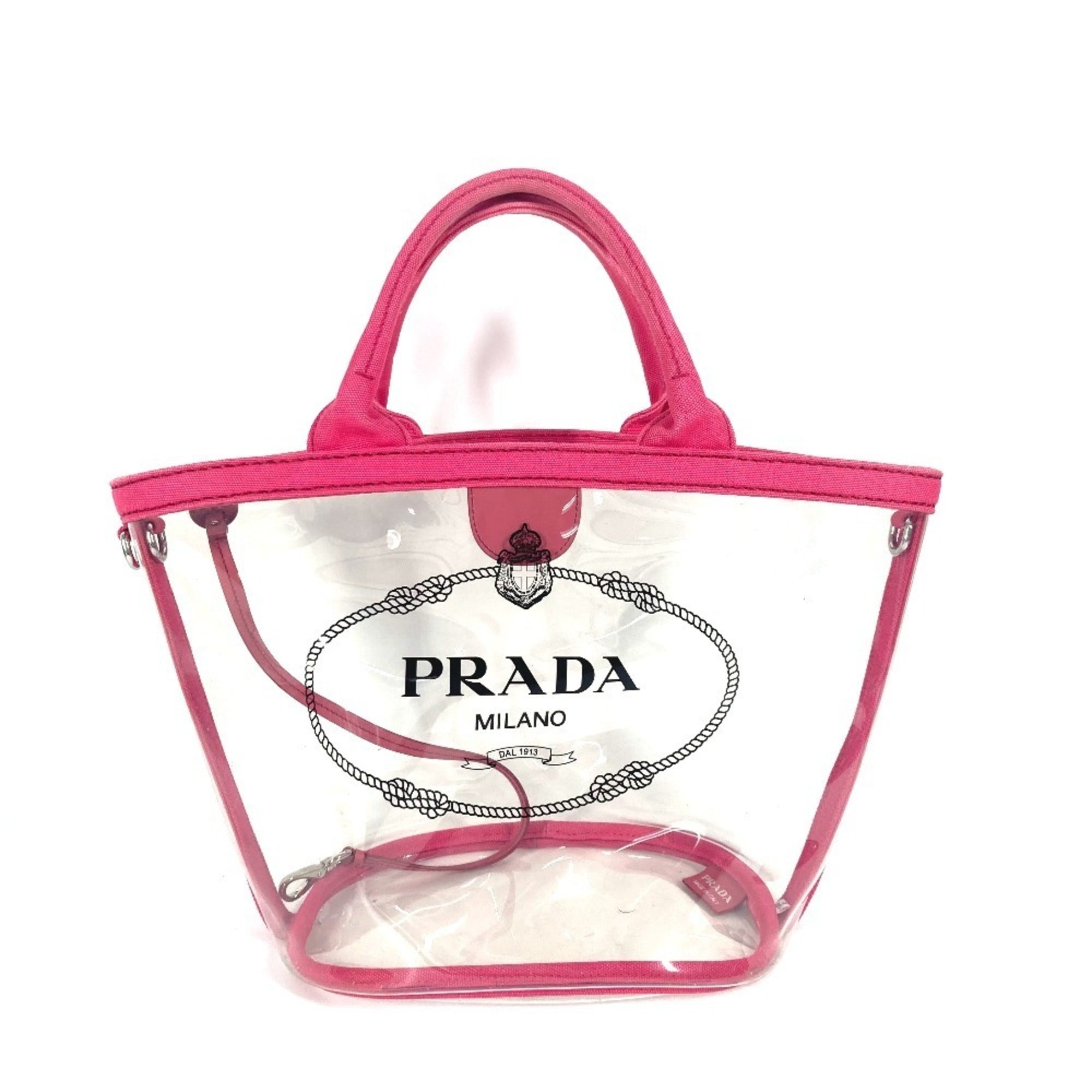 Prada Canapa Pink Vinyl Beach Bag Handbag Shoulder Bag Tote Bag (Pre-Owned)