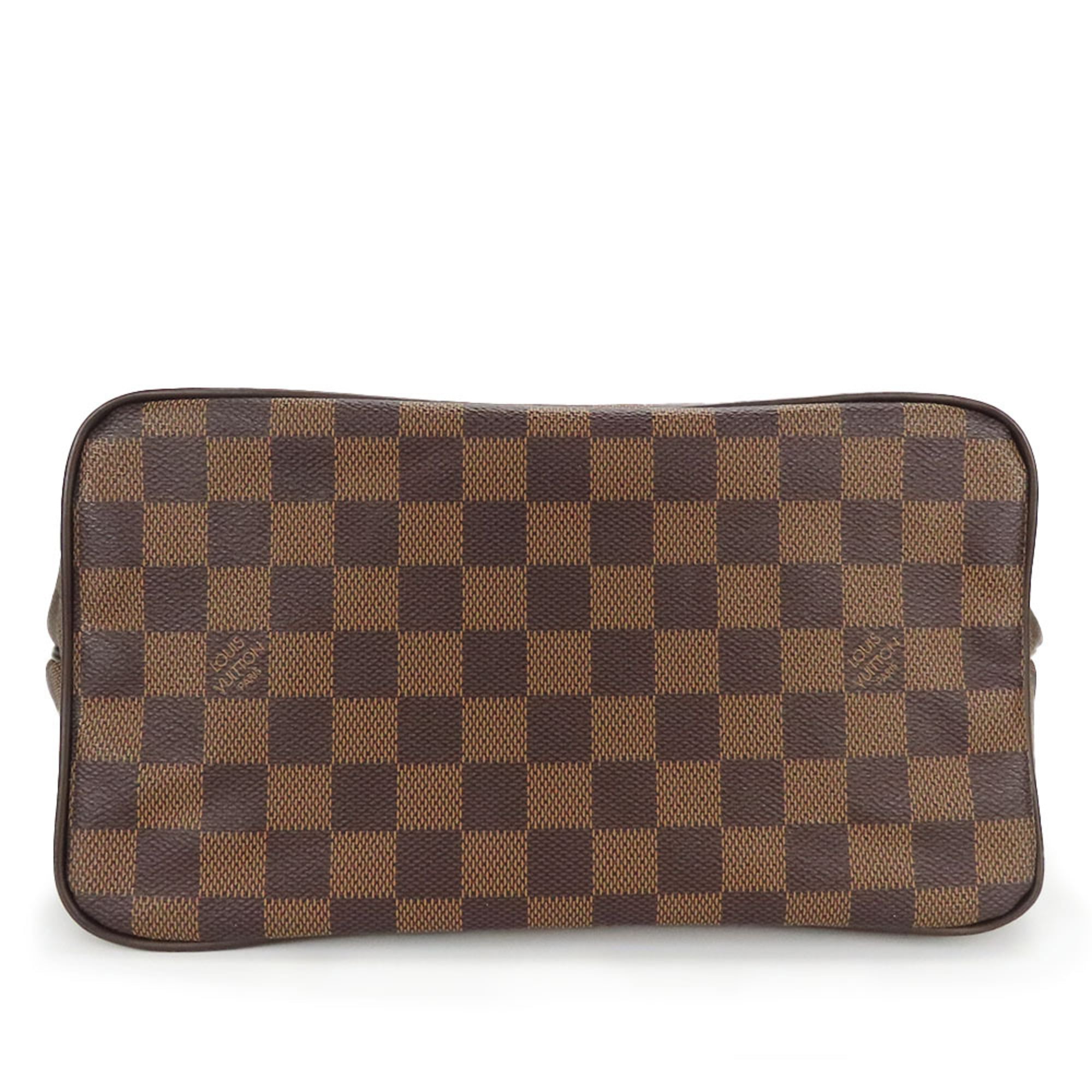 Louis Vuitton Brown Damier Canvas Leather Tote Bag (Pre-Owned)
