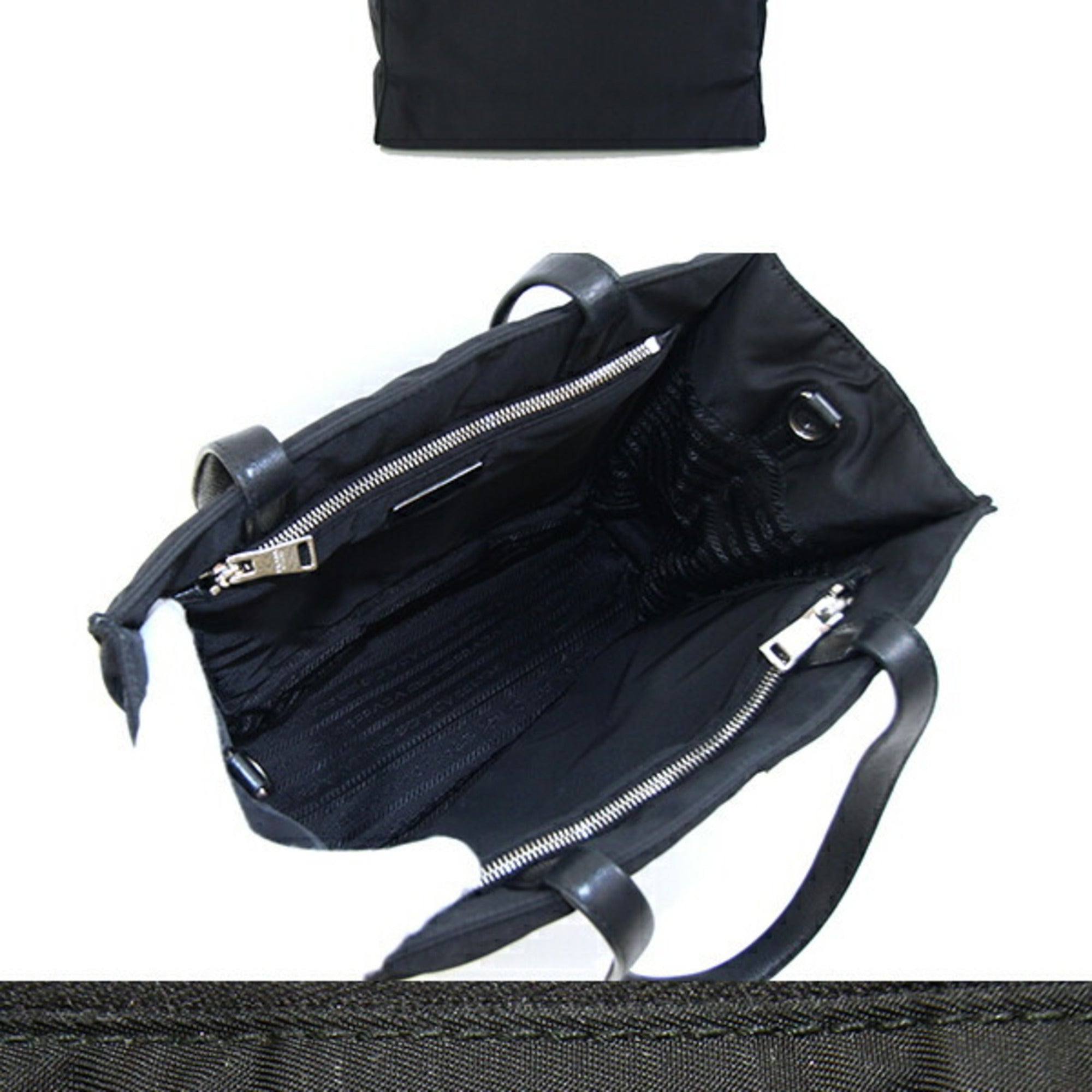 Prada Black Nero Nylon Leather Handbag (Pre-Owned)