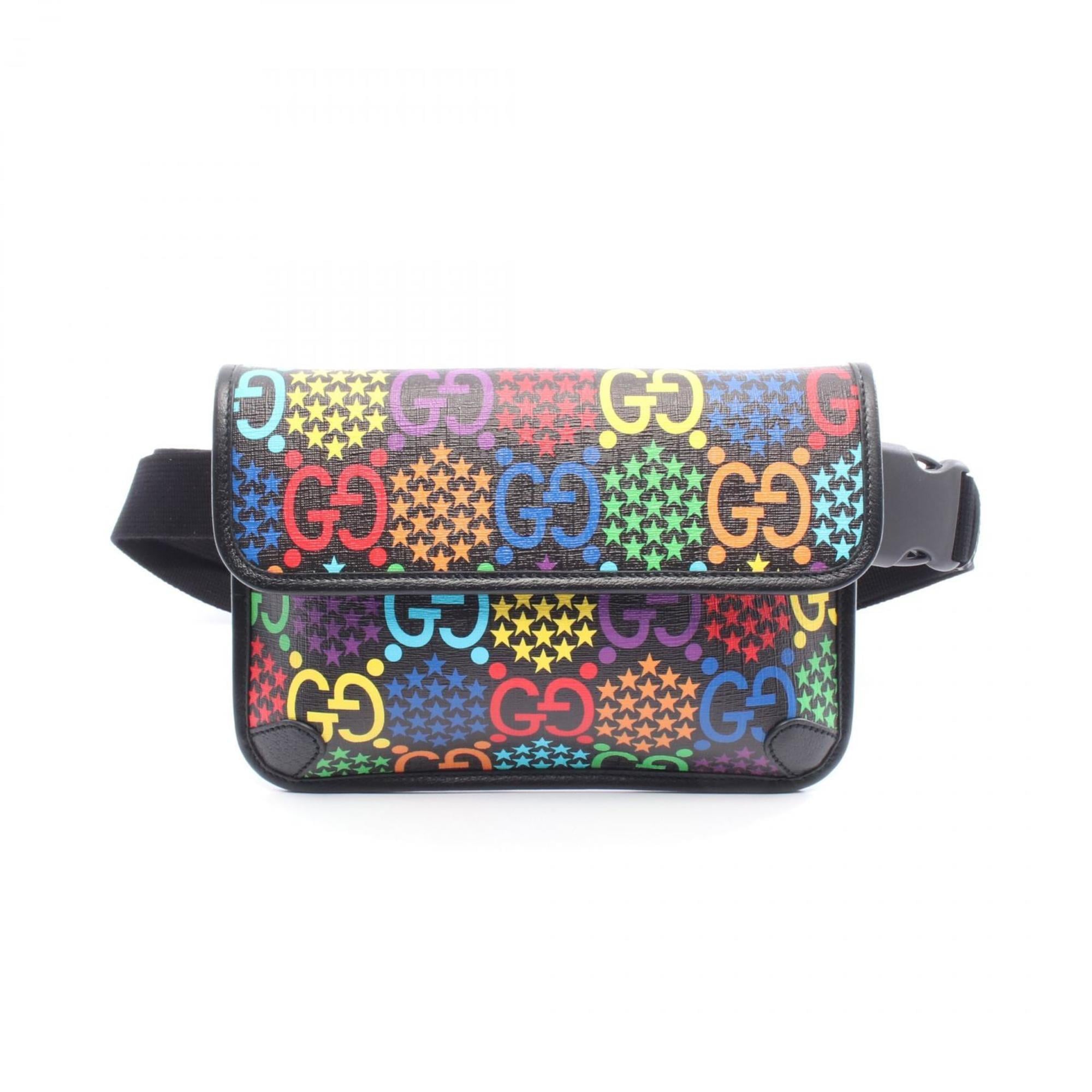 Gucci Black Multi-Color Coated Canvas Fanny Pack (Pre-Owned)