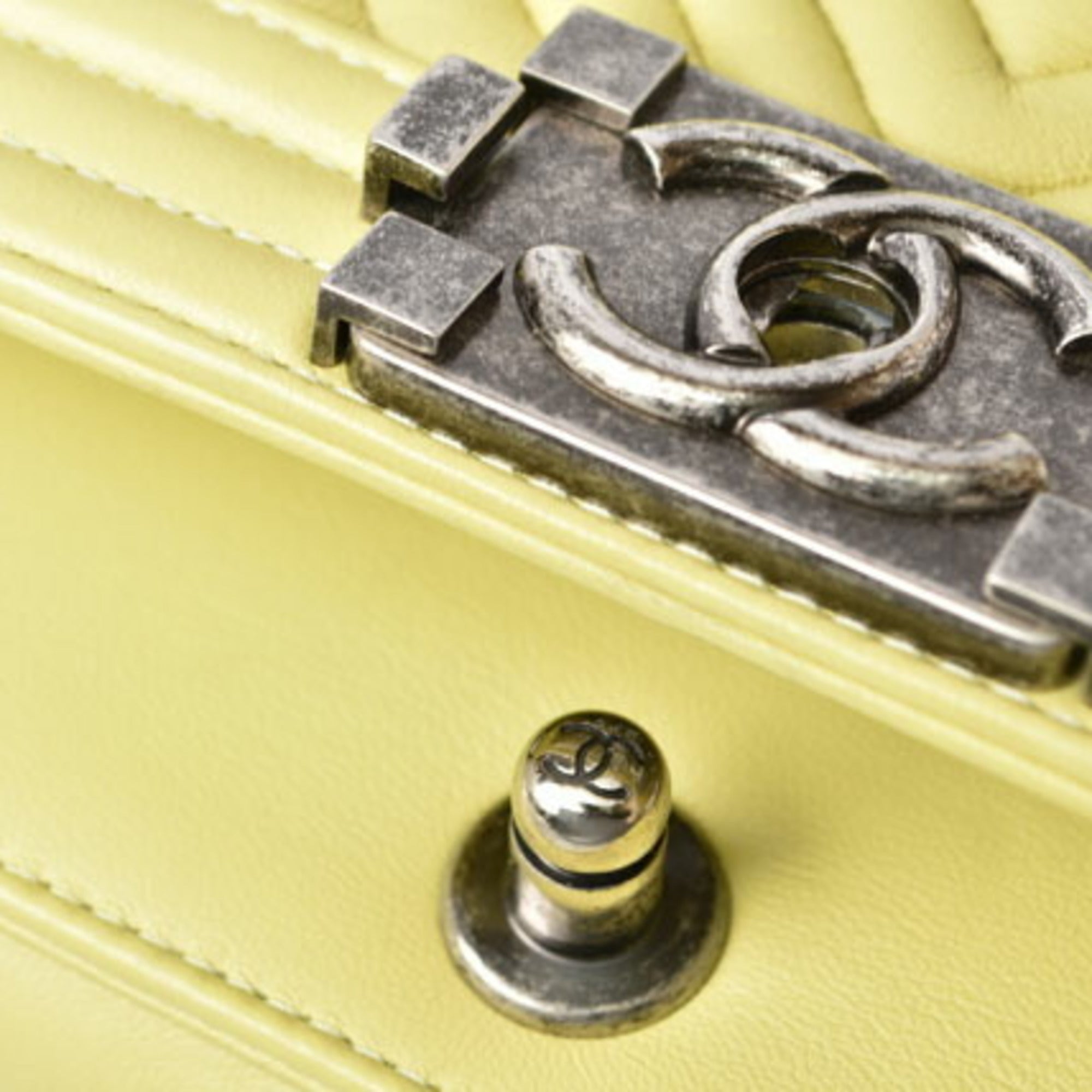 Chanel Yellow Leather Clutch Bag Shoulder Bag (Pre-Owned)