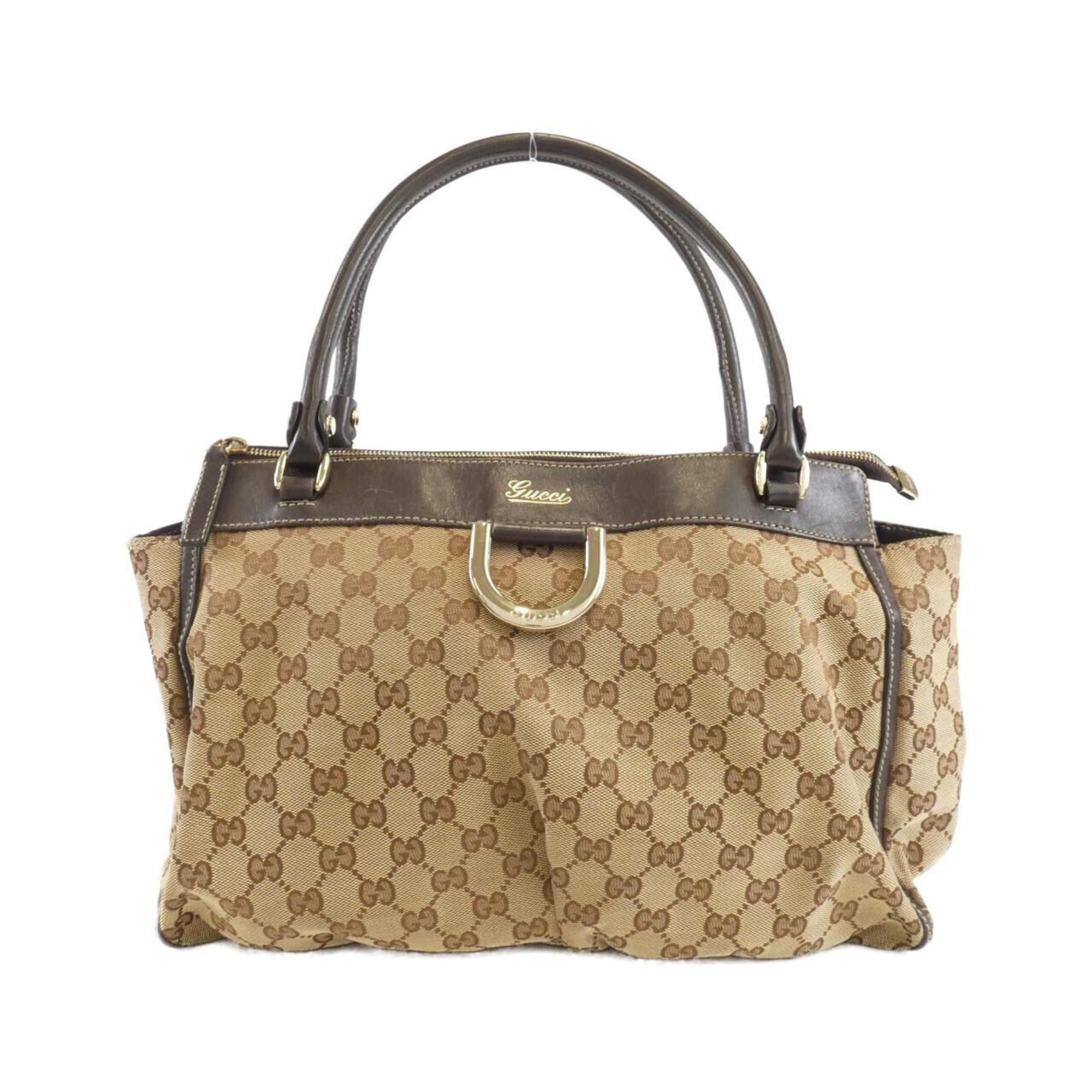 Gucci Beige Brown Gg Canvas Handbag (Pre-Owned)