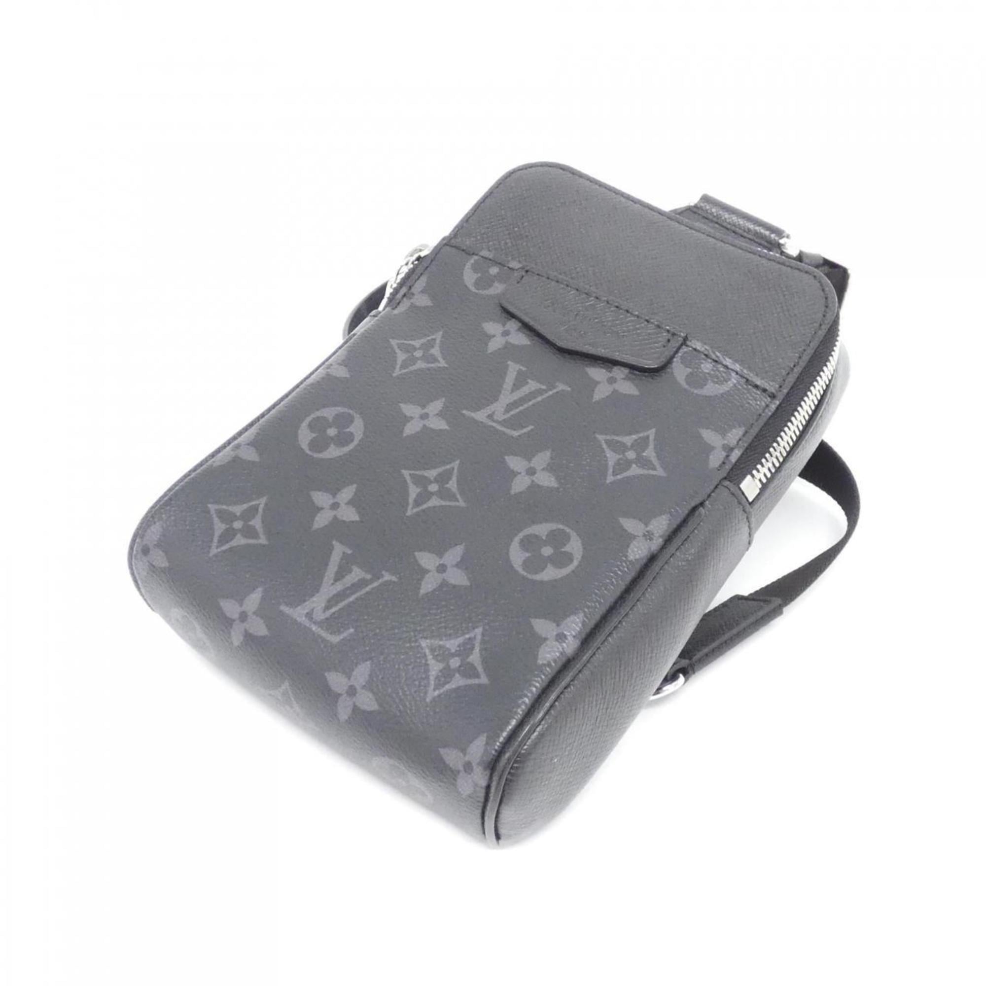 Louis Vuitton Taigarama Black Coated Canvas Leather Shoulder Bag (Pre-Owned)