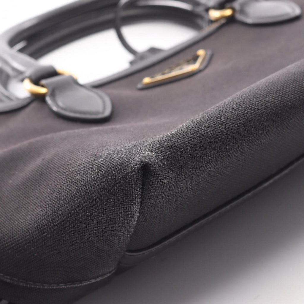 Prada Black Canvas Leather Handbag (Pre-Owned)