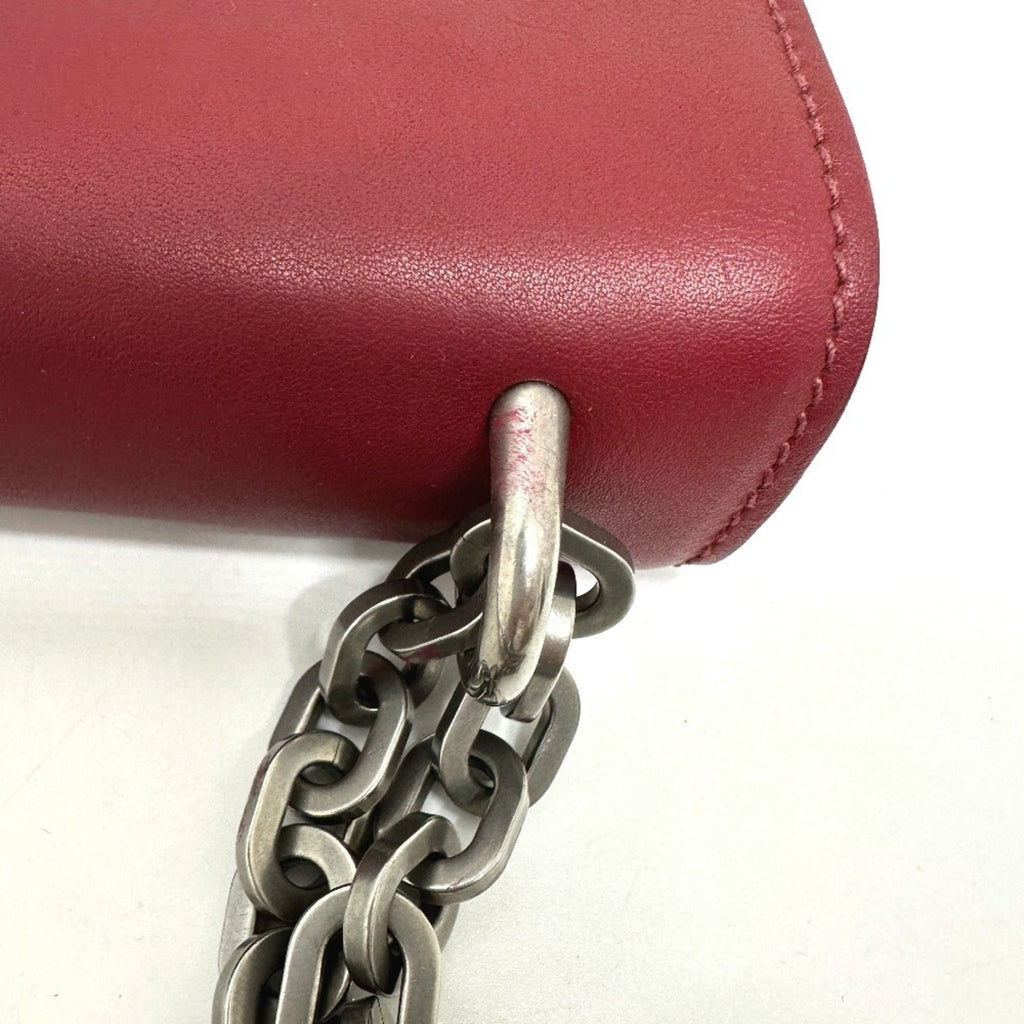 Prada Red Color Leather Shoulder Bag (Pre-Owned)