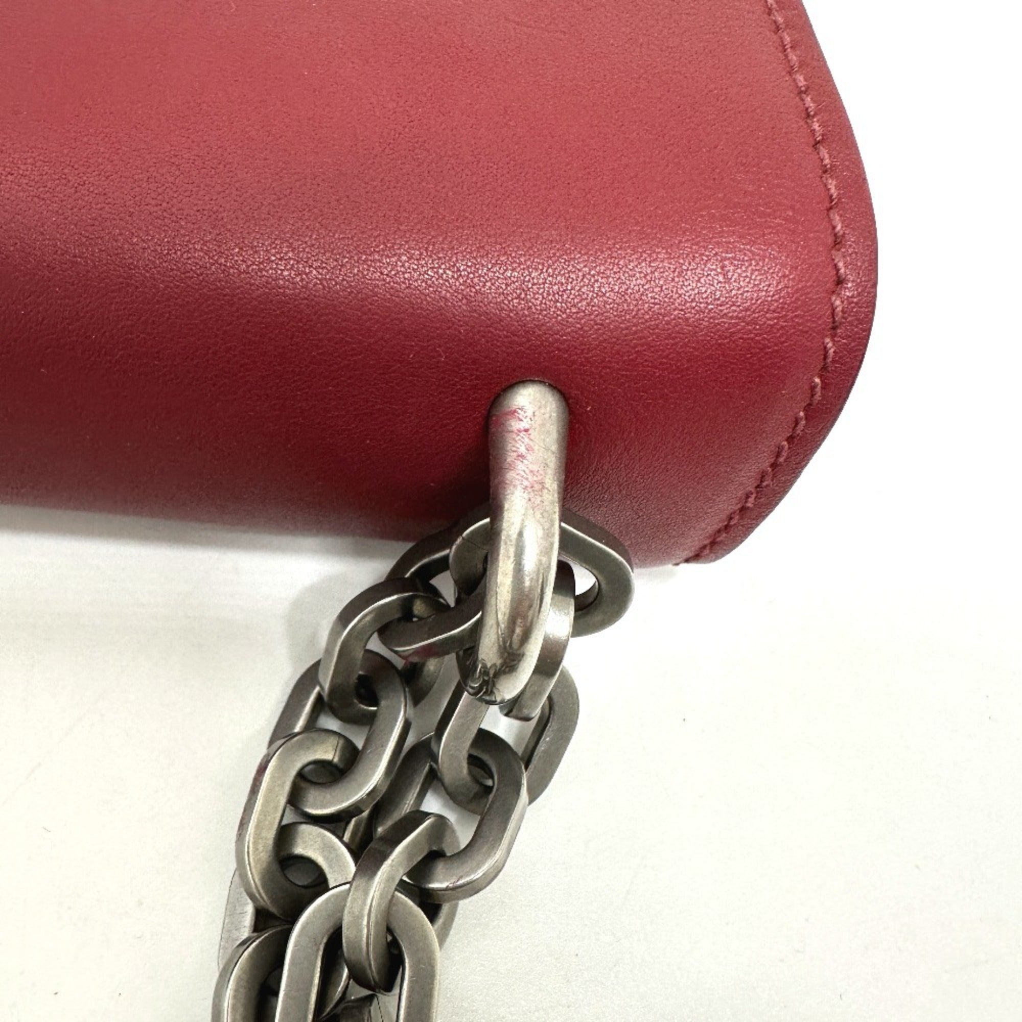 Prada Red Color Leather Shoulder Bag (Pre-Owned)