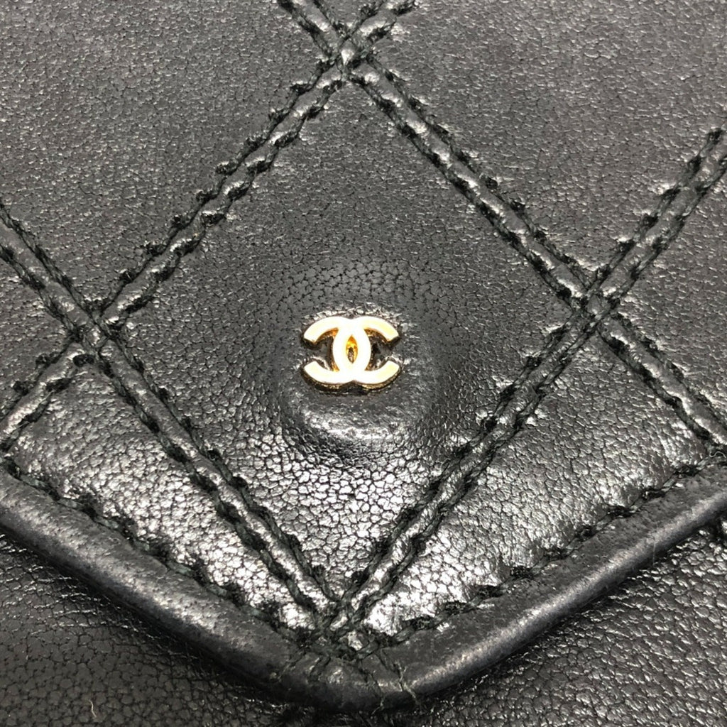 Chanel Black Leather Long Wallet (Bi-Fold) (Pre-Owned)