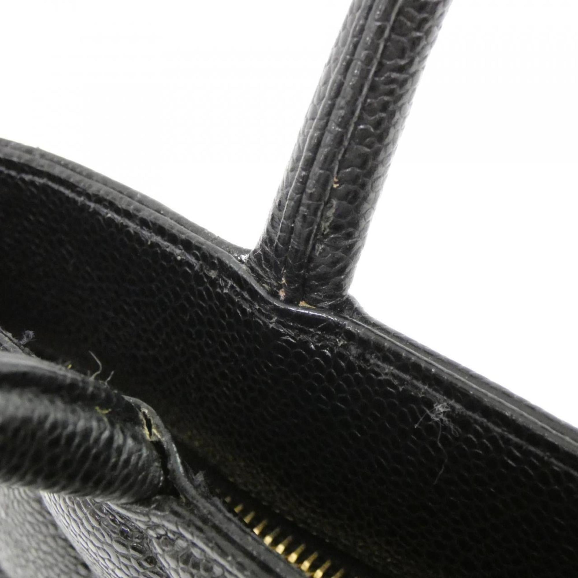 Chanel Black Grained Calfskin Handbag (Pre-Owned)