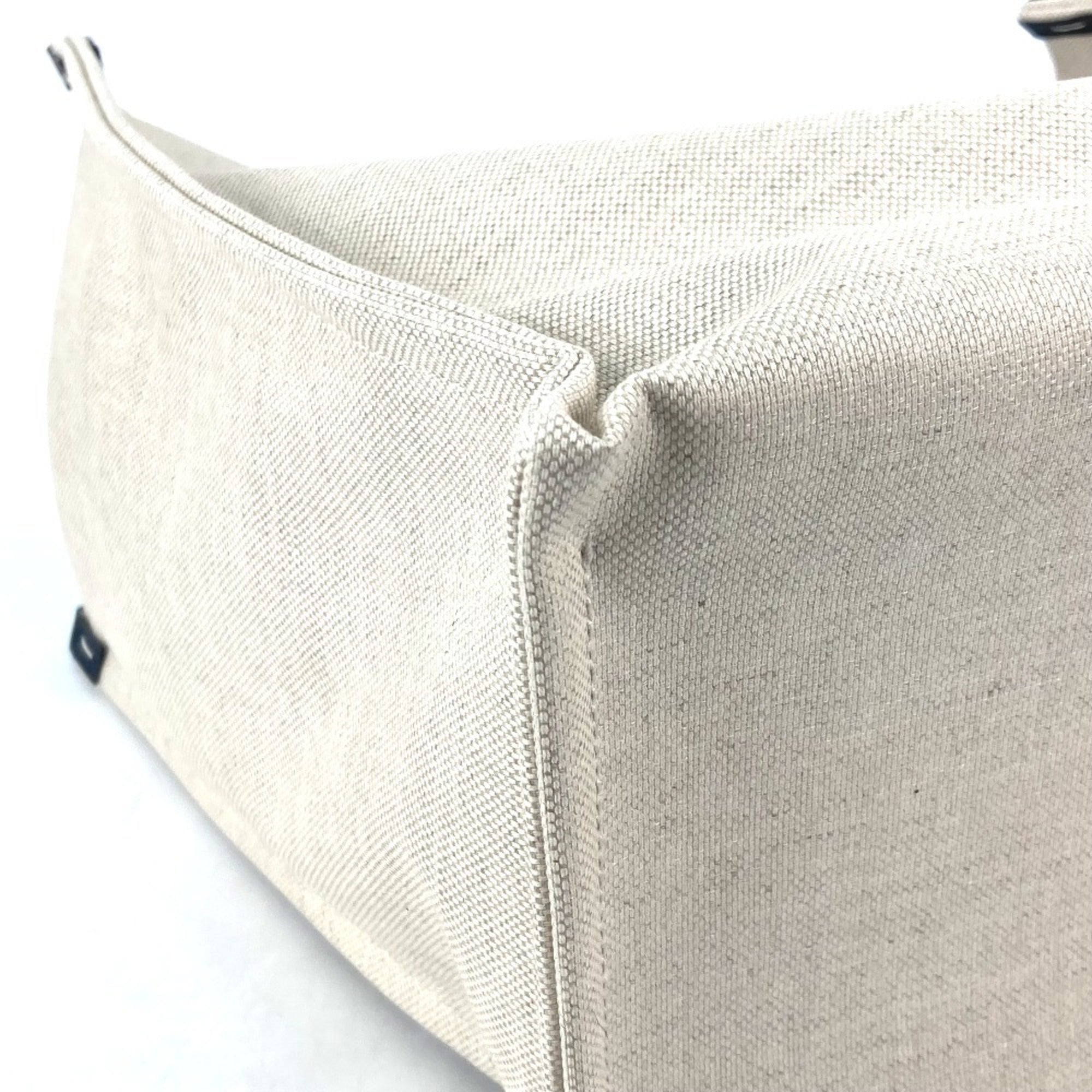 Gucci Beige Black Dark Navy Canvas Leather Shoulder Bag Tote Bag (Pre-Owned)