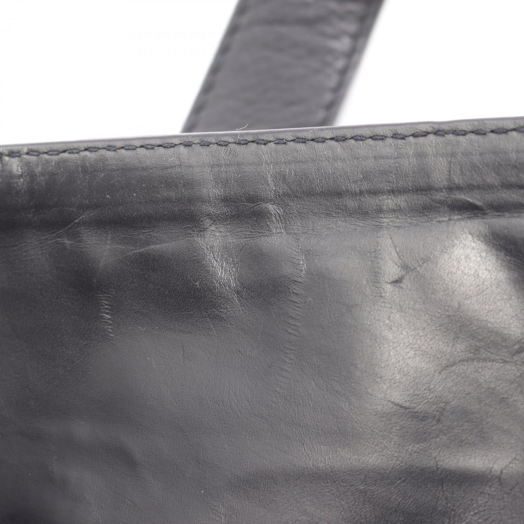 Bottega Veneta Black Leather Handbag Tote Bag (Pre-Owned)