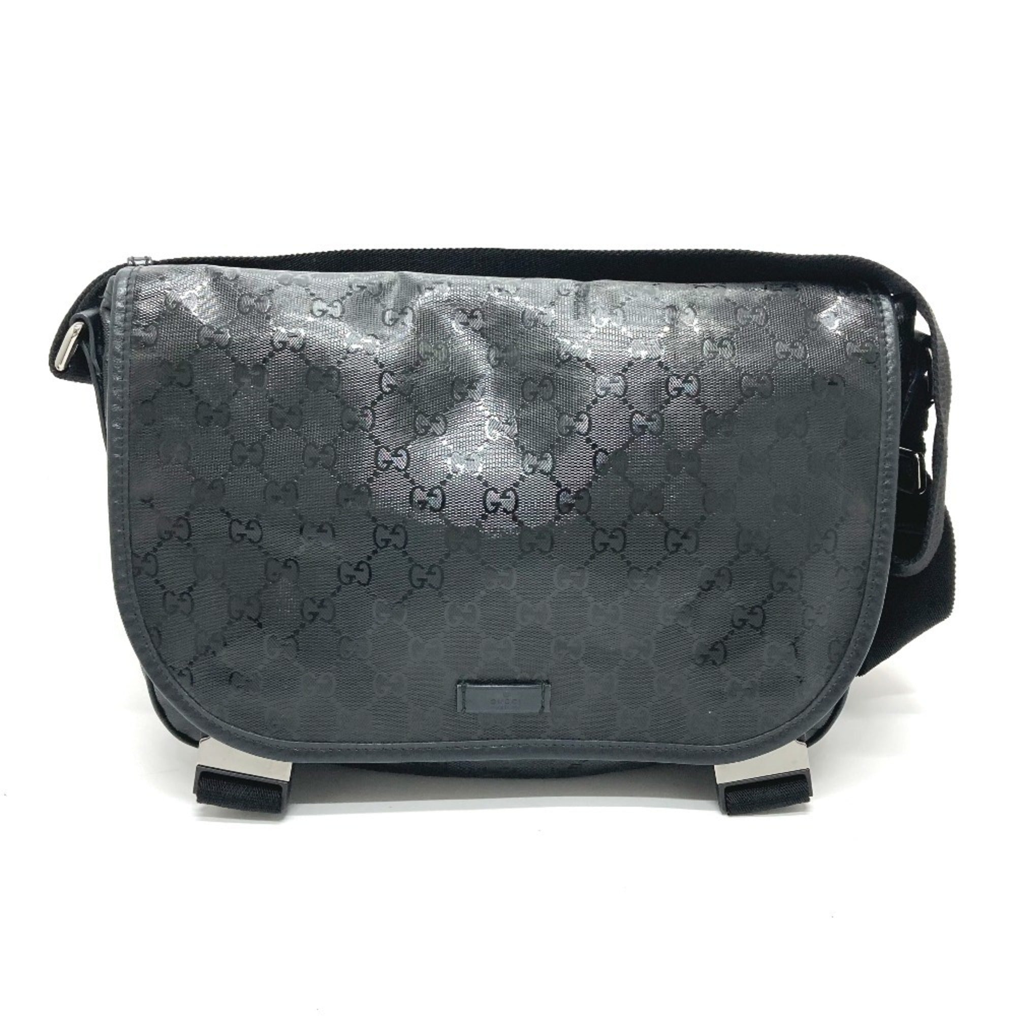 Gucci Black Gg Imprimé Messenger Bag Shoulder Bag (Pre-Owned)