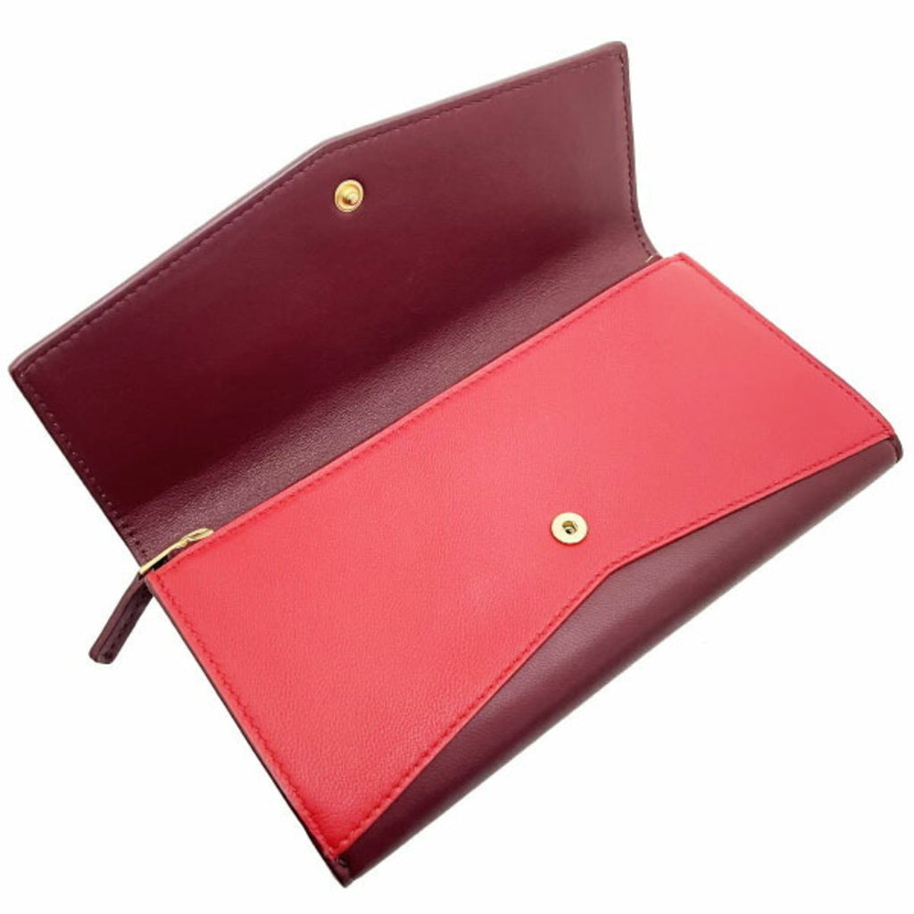 Bottega Veneta Bordeaux Red Color Leather Long Wallet (Bi-Fold) (Pre-Owned)