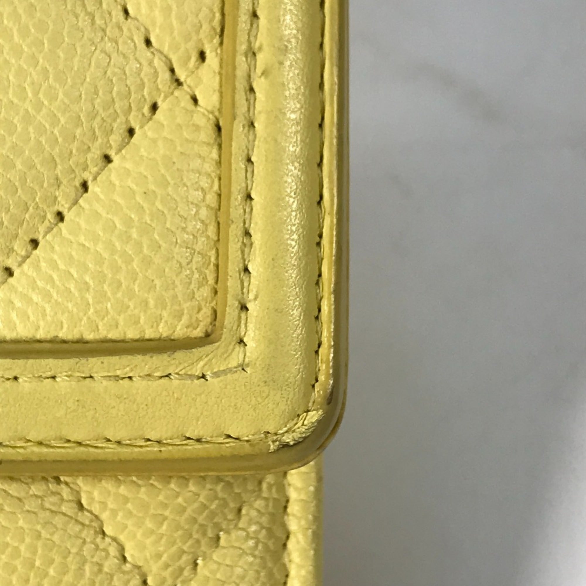 Chanel Yellow Leather Long Wallet (Bi-Fold) (Pre-Owned)