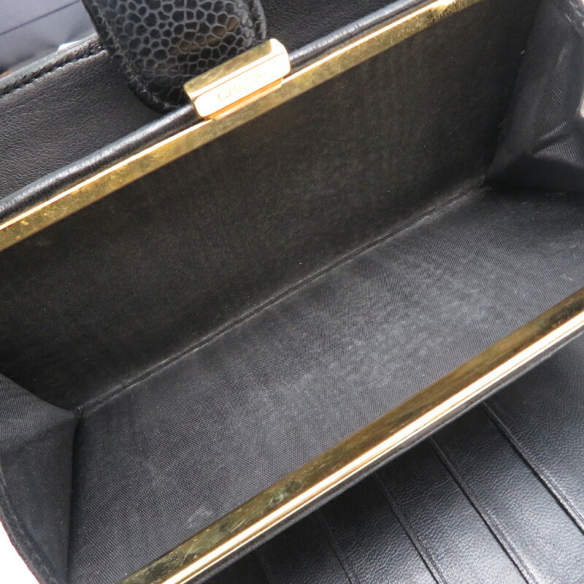 Chanel Black Grained Calfskin Long Wallet (Bi-Fold) (Pre-Owned)