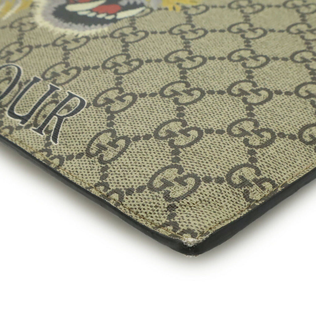 Gucci Beige Khaki Multi-Color Yellow Gg Supreme Clutch Bag (Pre-Owned)