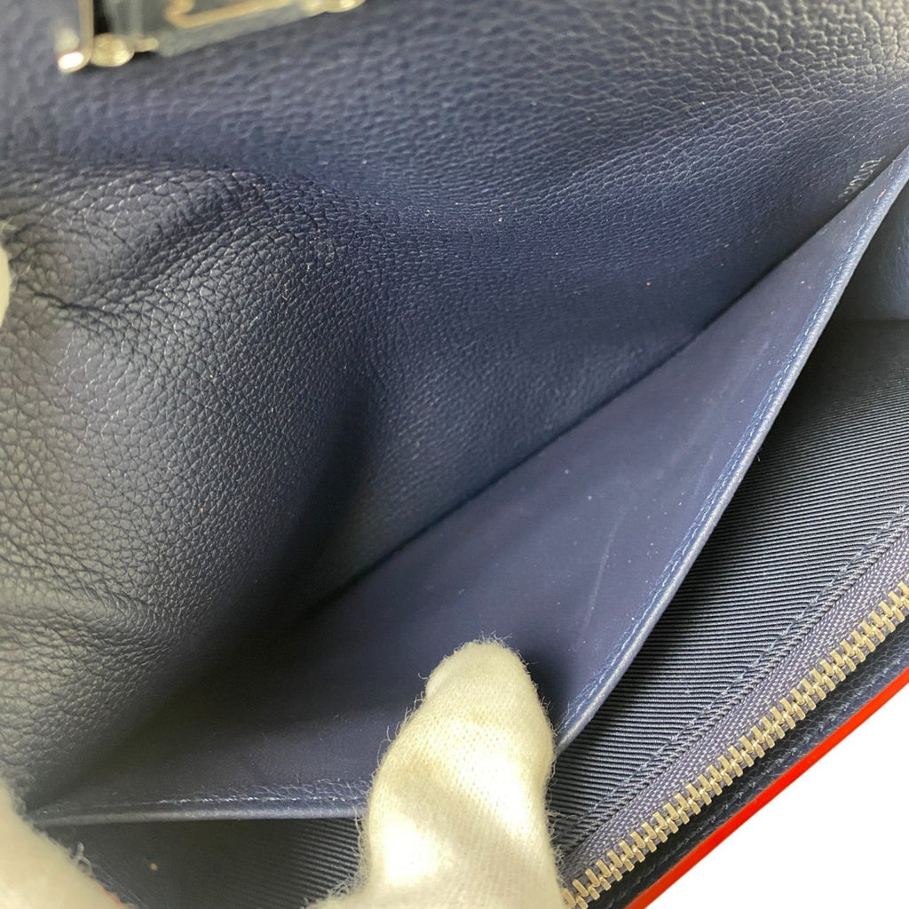 Louis Vuitton Navy Leather Long Wallet (Bi-Fold) (Pre-Owned)