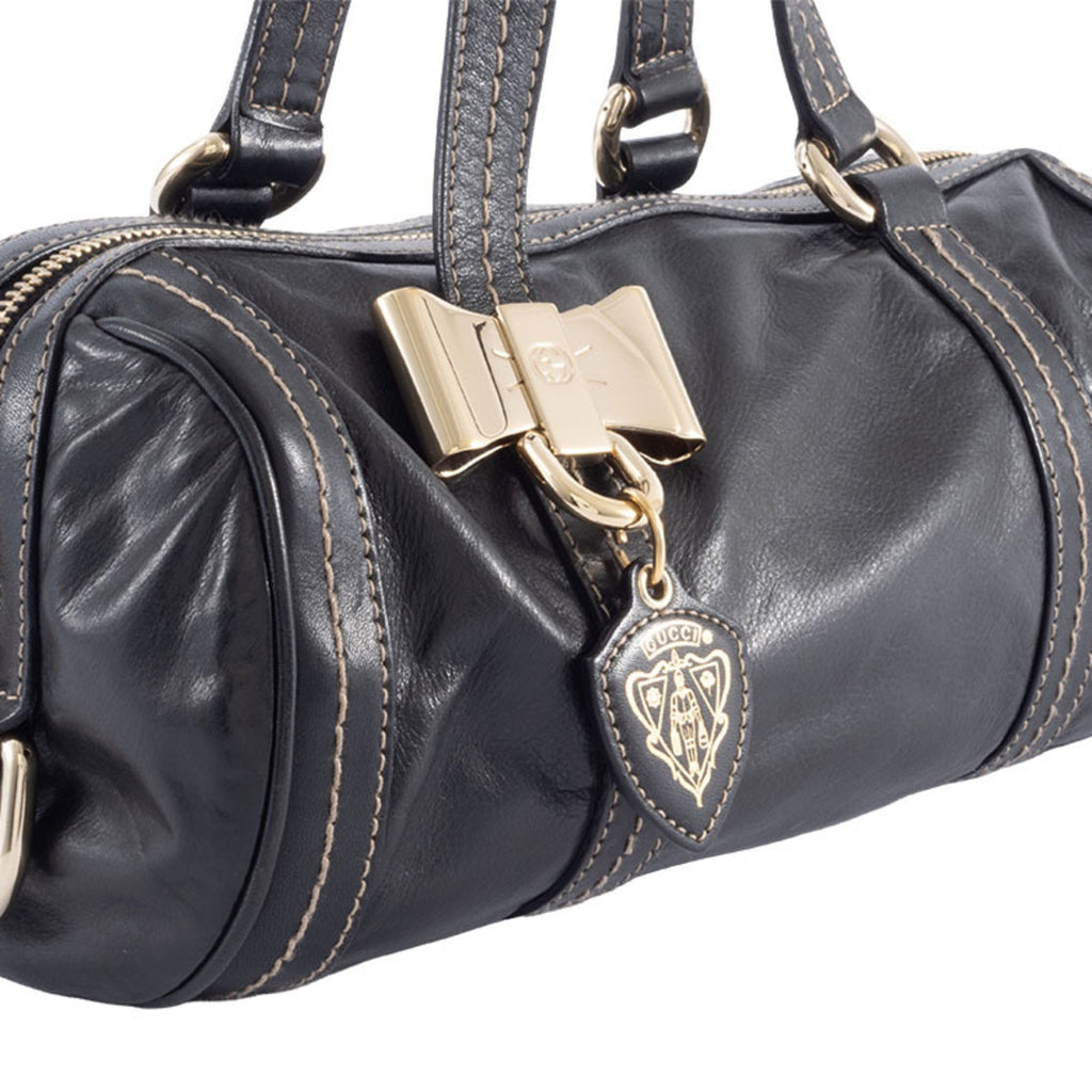 Gucci Hysteria Black Leather Boston Bag (Pre-Owned)