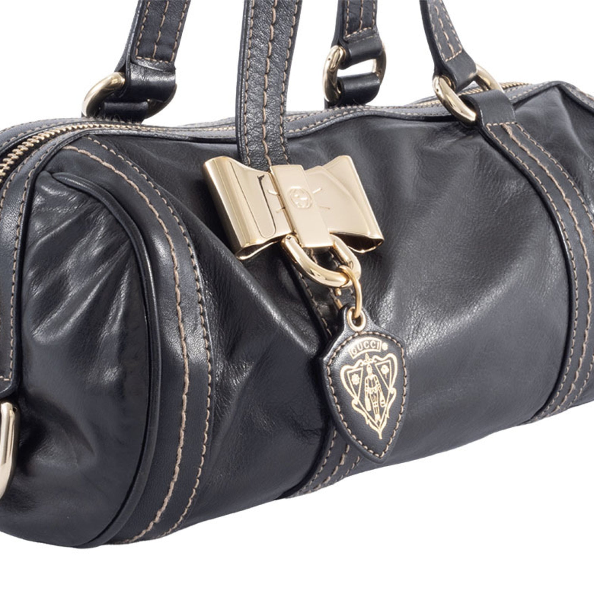 Gucci Hysteria Black Leather Boston Bag (Pre-Owned)