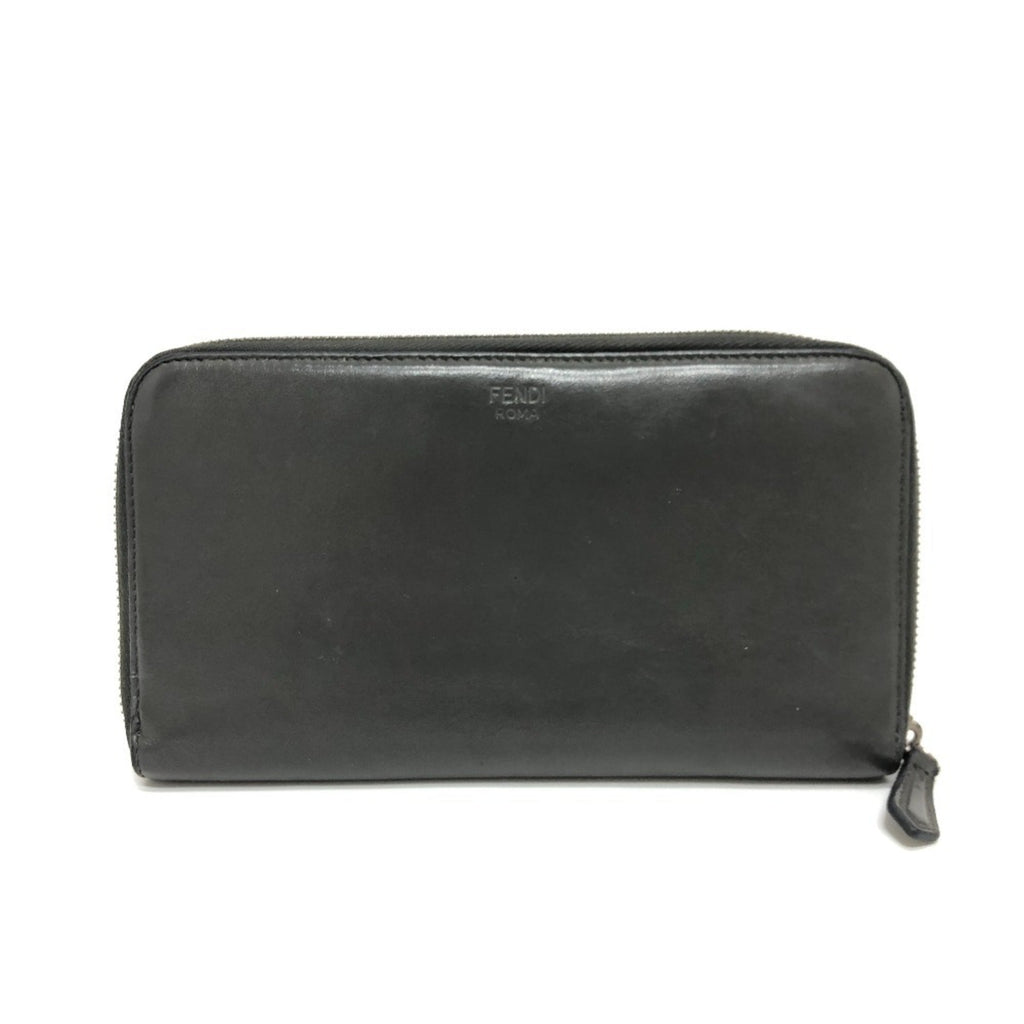 Fendi Gray Leather Long Wallet (Bi-Fold) (Pre-Owned)