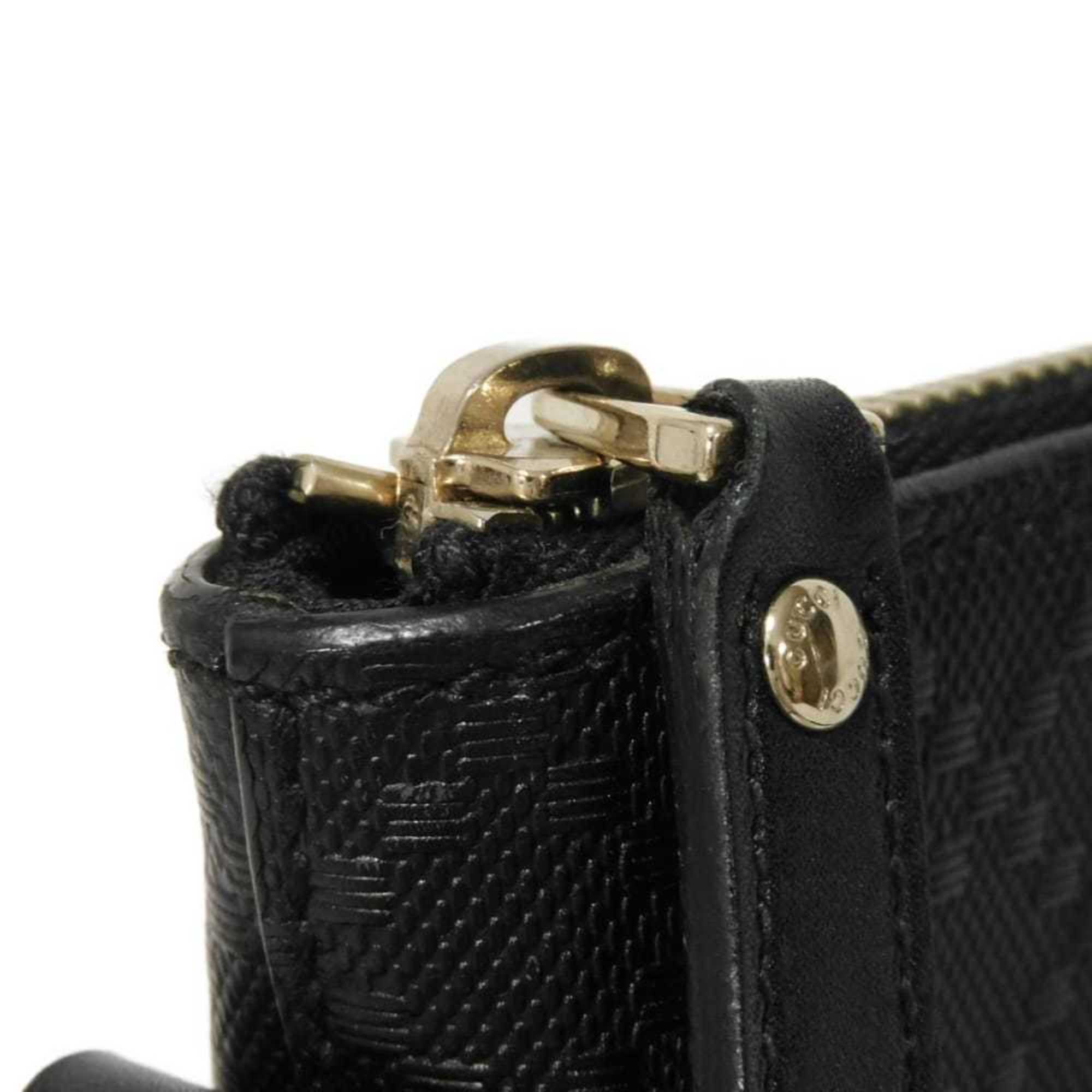 Gucci Diamante Black Leather Messenger Bag Shoulder Bag (Pre-Owned)