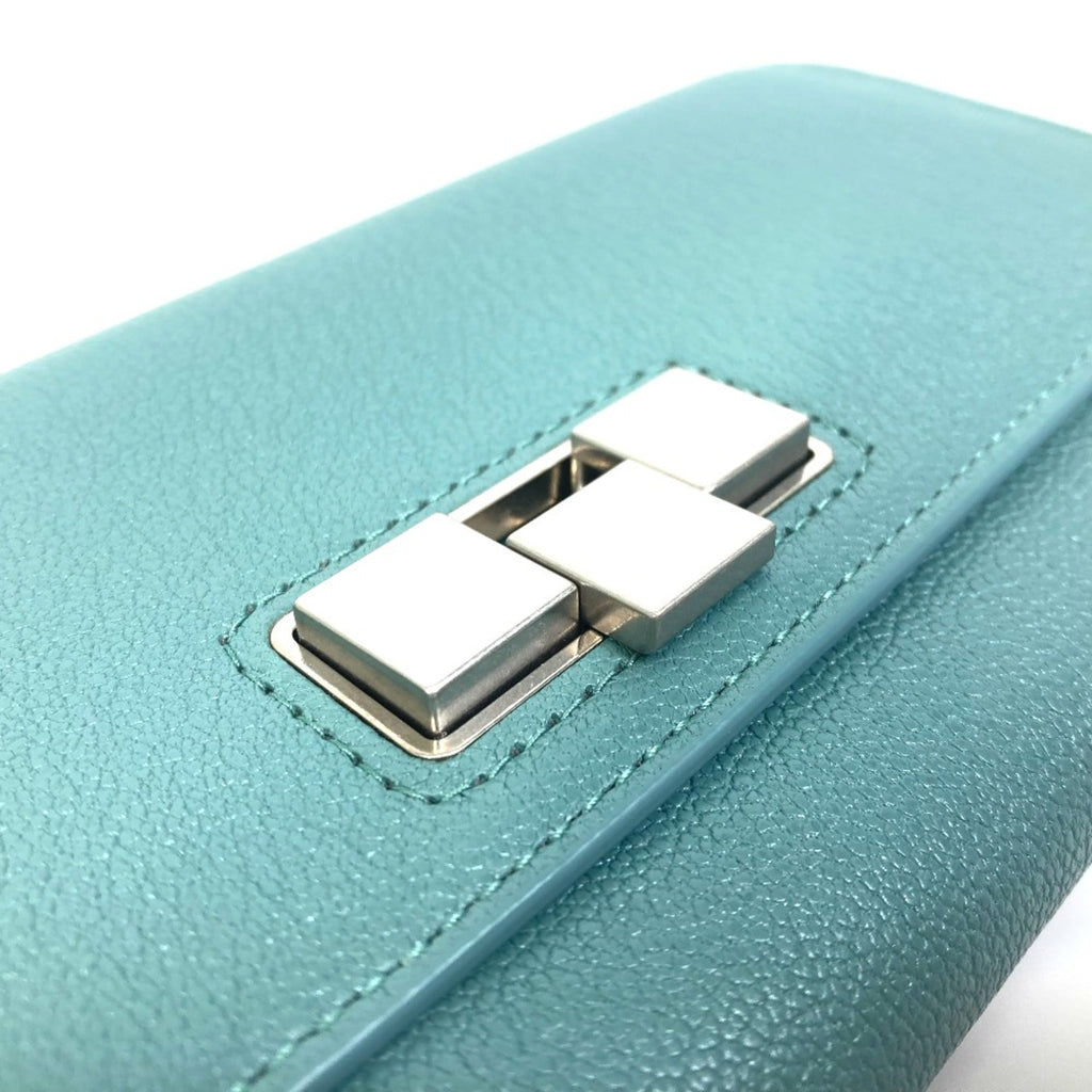 Bottega Veneta Blue Leather Long Wallet (Bi-Fold) (Pre-Owned)