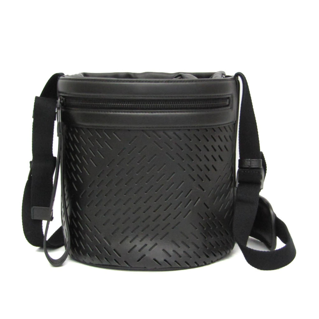 Bottega Veneta Paper Bucket Bag Perforated Leather Black Leather Shoulder Bag Bag (Pre-Owned)