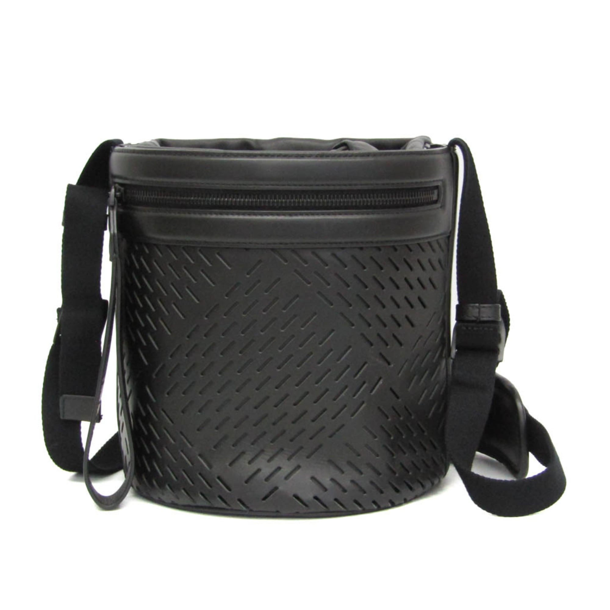 Bottega Veneta Paper Bucket Bag Perforated Leather Black Leather Shoulder Bag Bag (Pre-Owned)