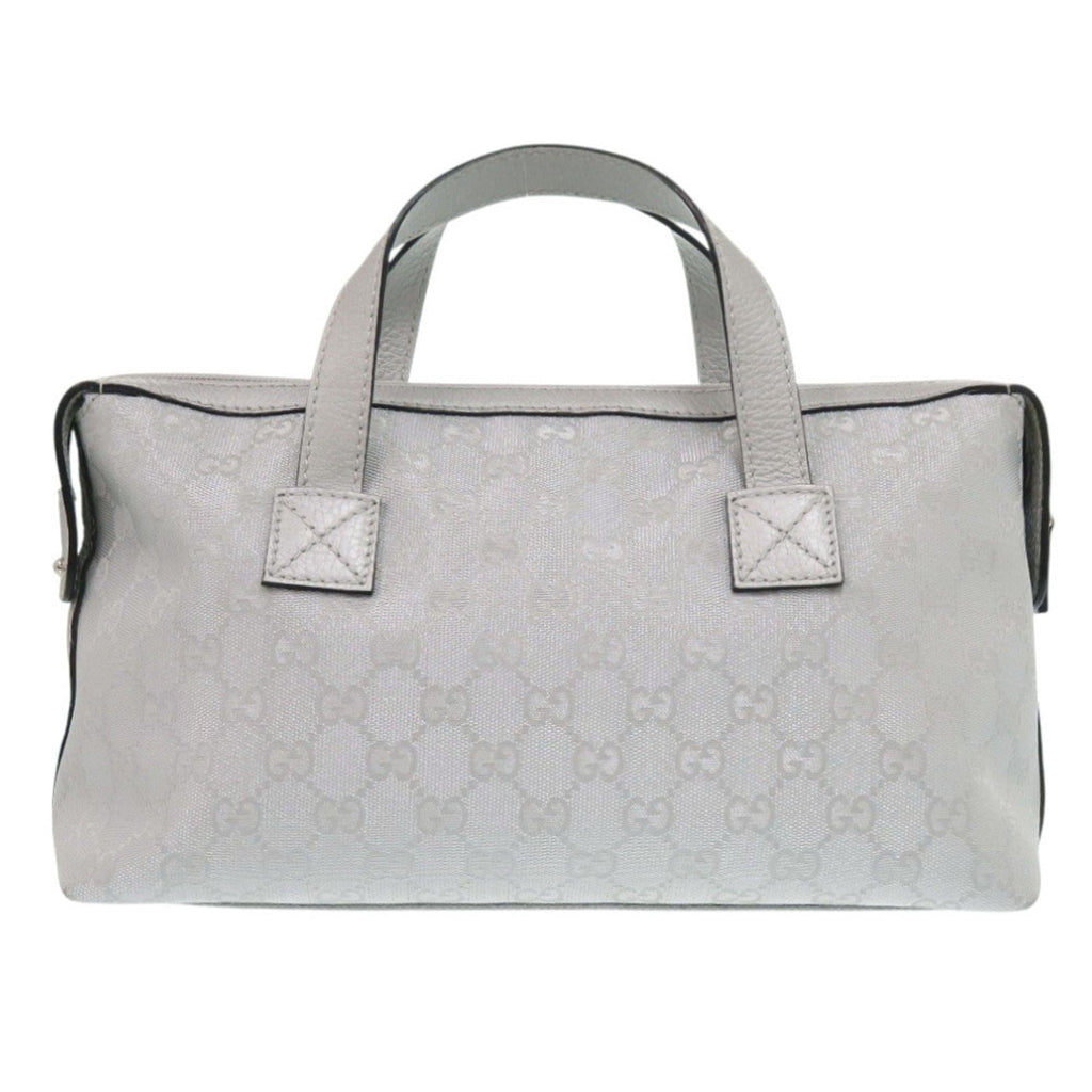 Gucci Gg Canvas Silver Gg Canvas Leather Handbag (Pre-Owned)