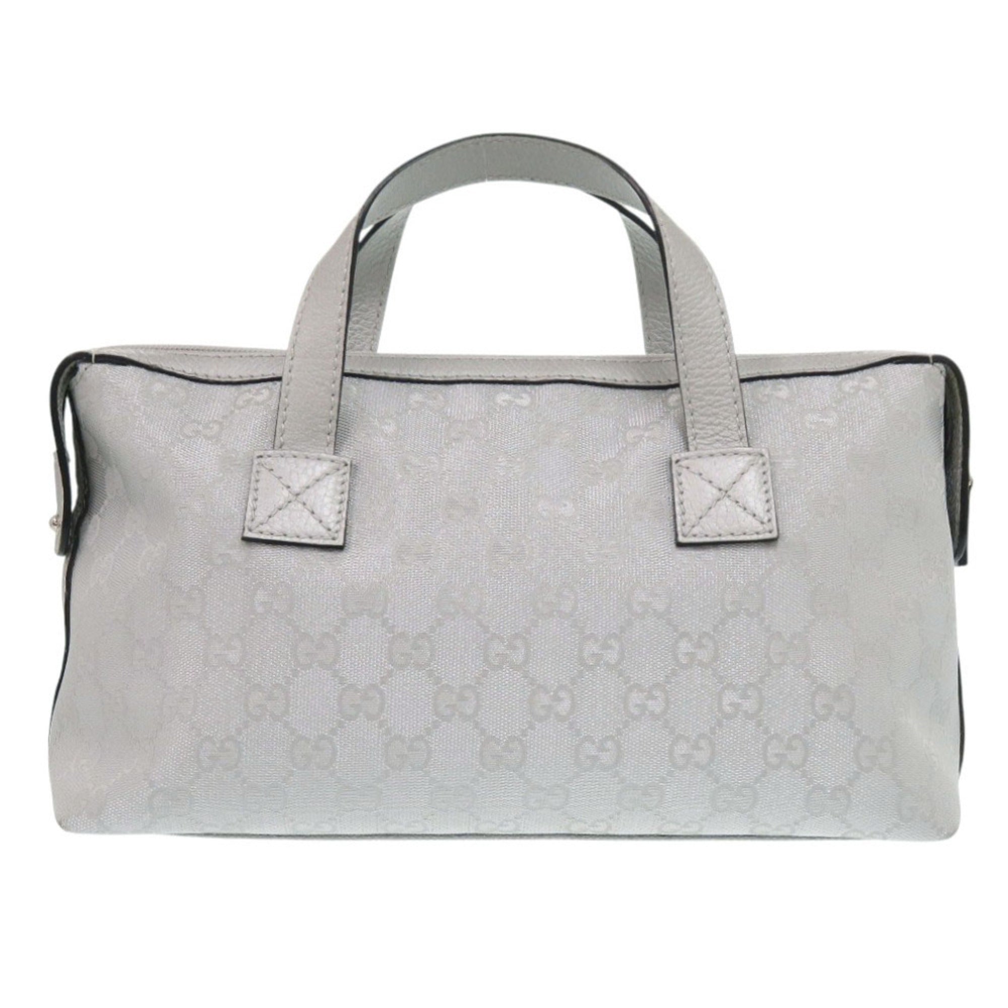 Gucci Gg Canvas Silver Gg Canvas Leather Handbag (Pre-Owned)