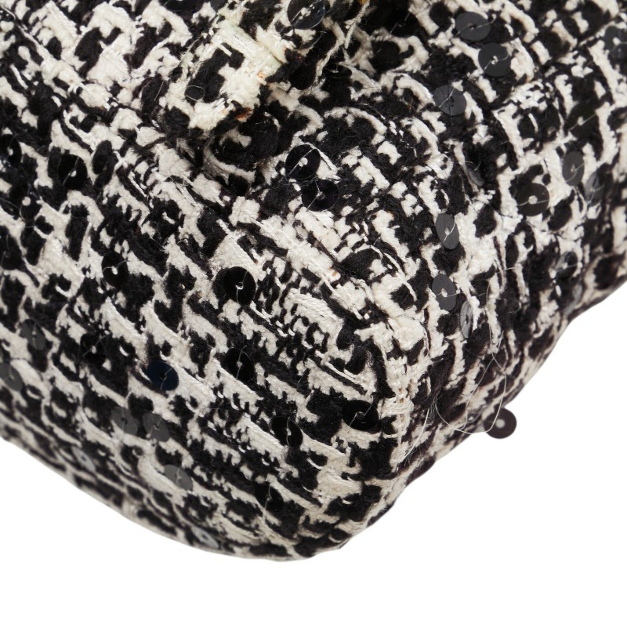 Chanel Black White Tweed Spangles Backpack (Pre-Owned)