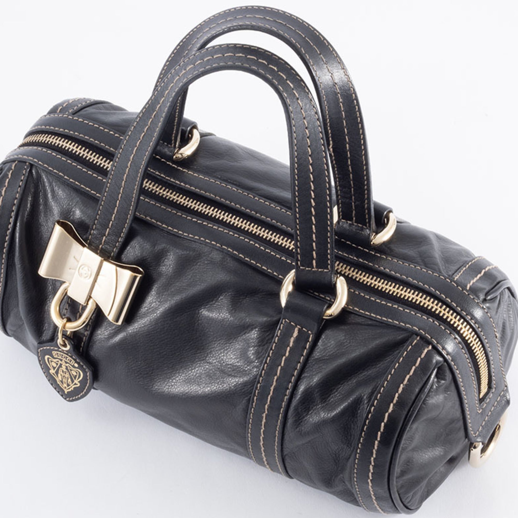 Gucci Hysteria Black Leather Boston Bag (Pre-Owned)