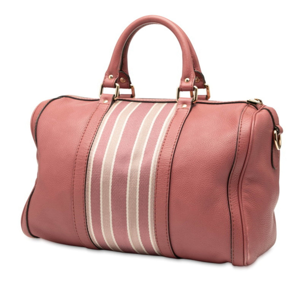 Gucci Pink Canvas Leather Boston Bag Shoulder Bag (Pre-Owned)