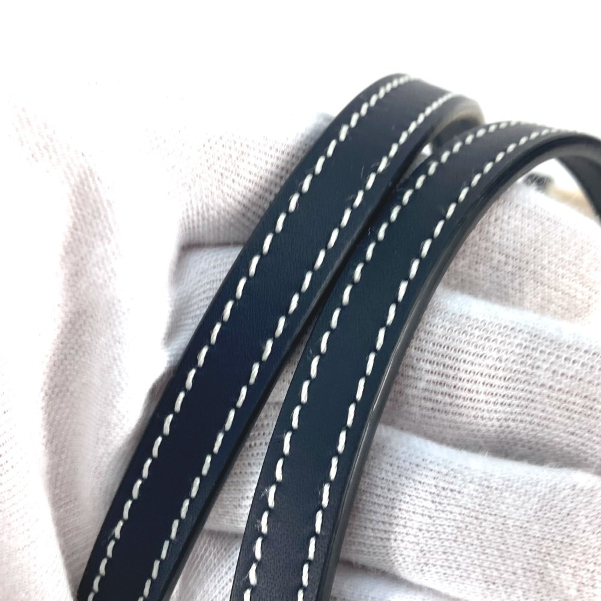 Gucci Beige Black Dark Navy Canvas Leather Shoulder Bag Tote Bag (Pre-Owned)