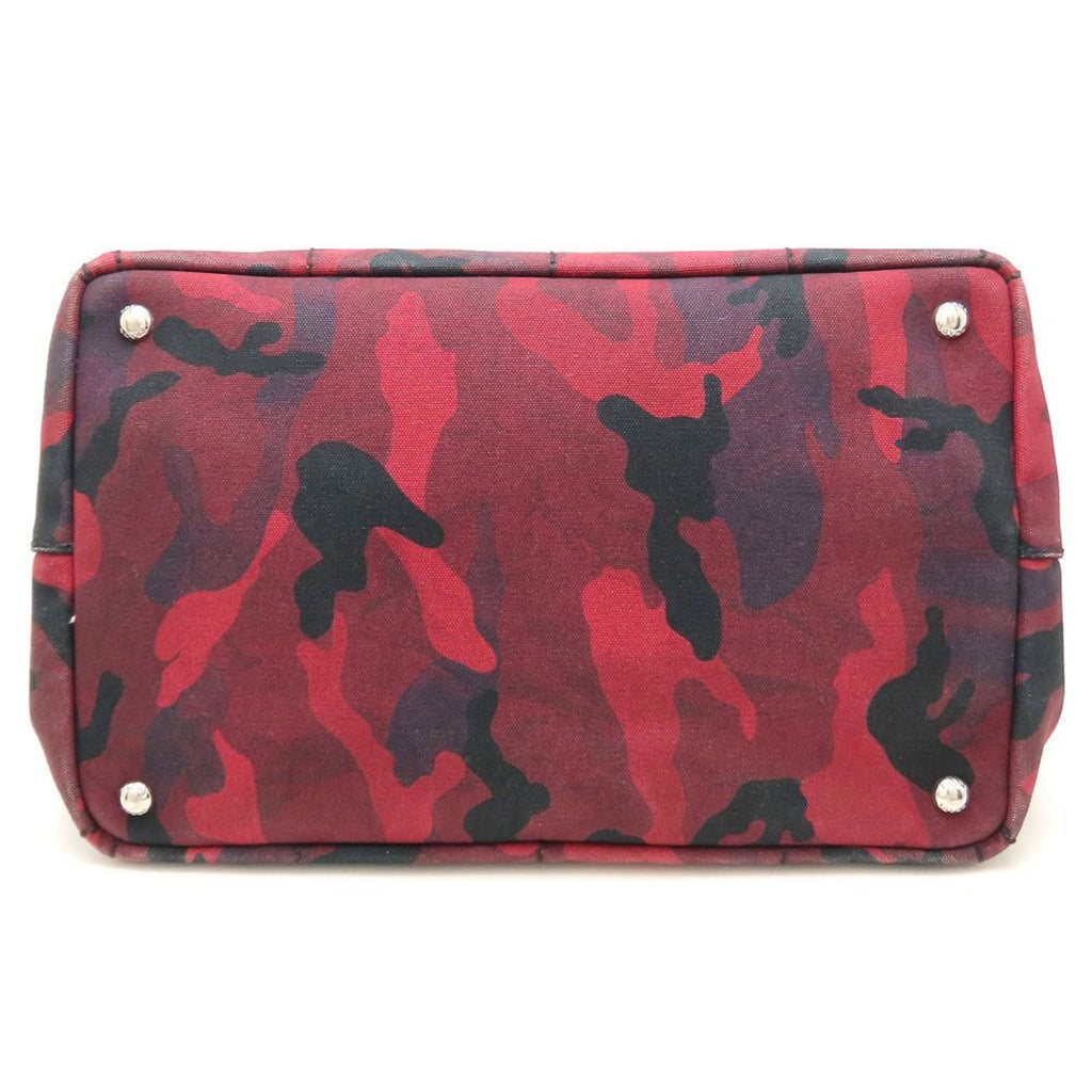 Prada Canapa Red Color Canvas Tote Bag (Pre-Owned)