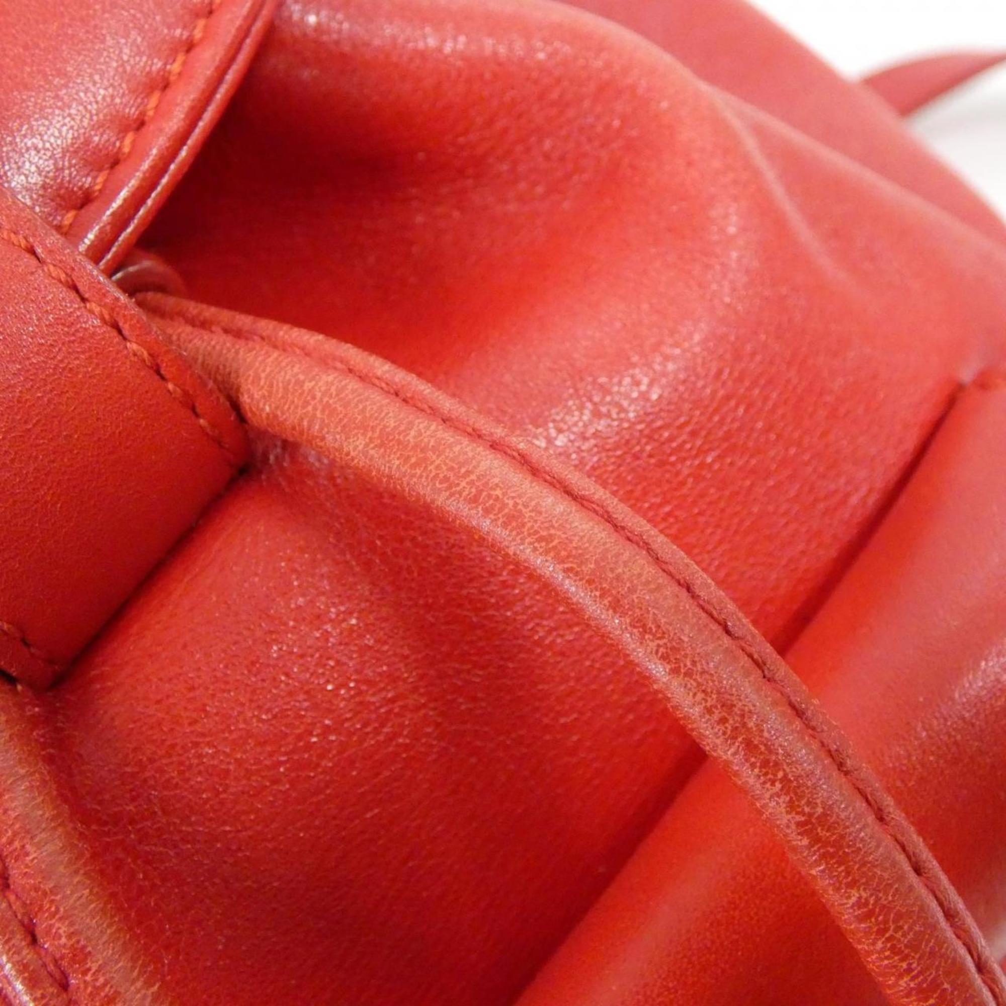 Gucci Red Color Leather Backpack (Pre-Owned)