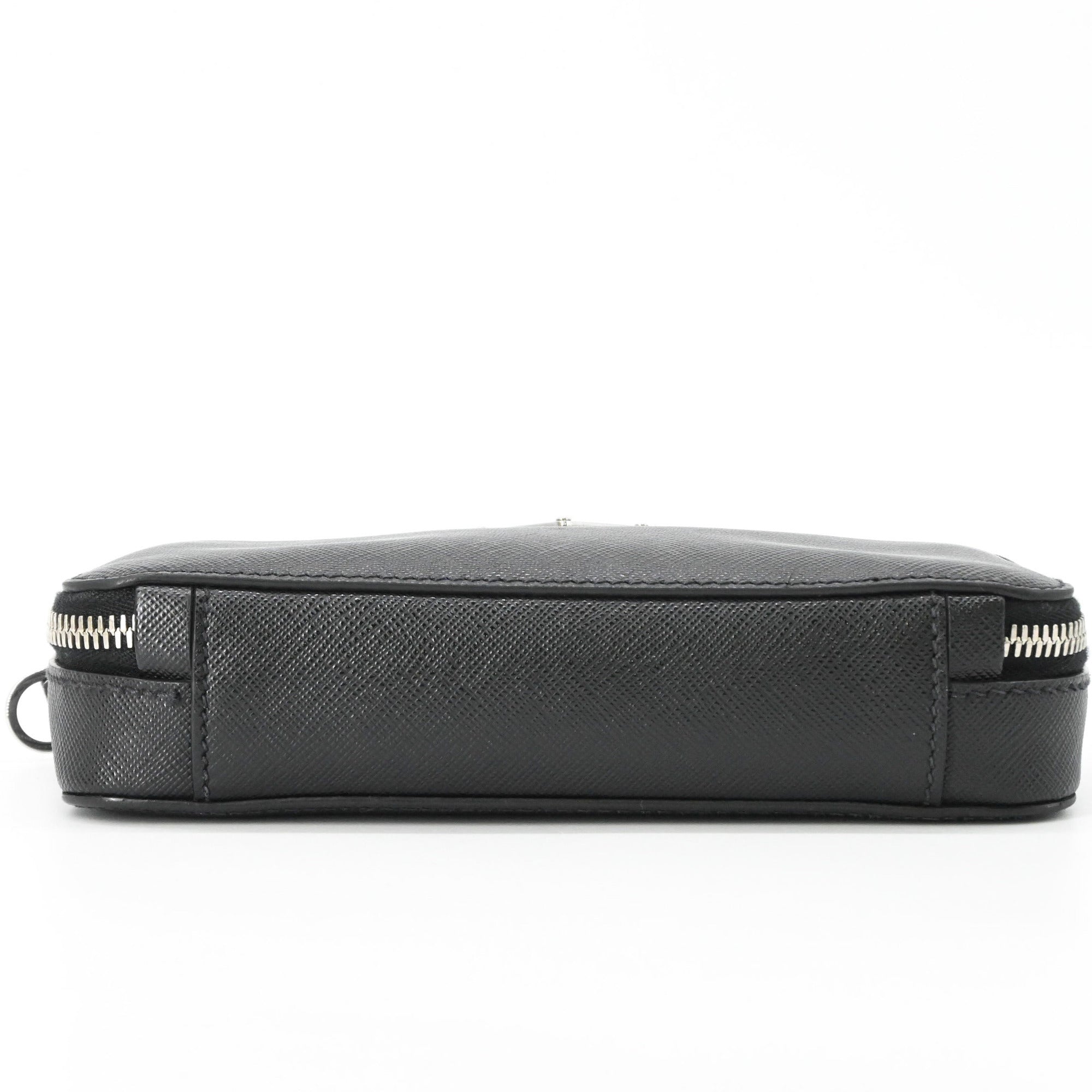 Prada Black Saffiano Triangle Shoulder Bag (Pre-Owned)