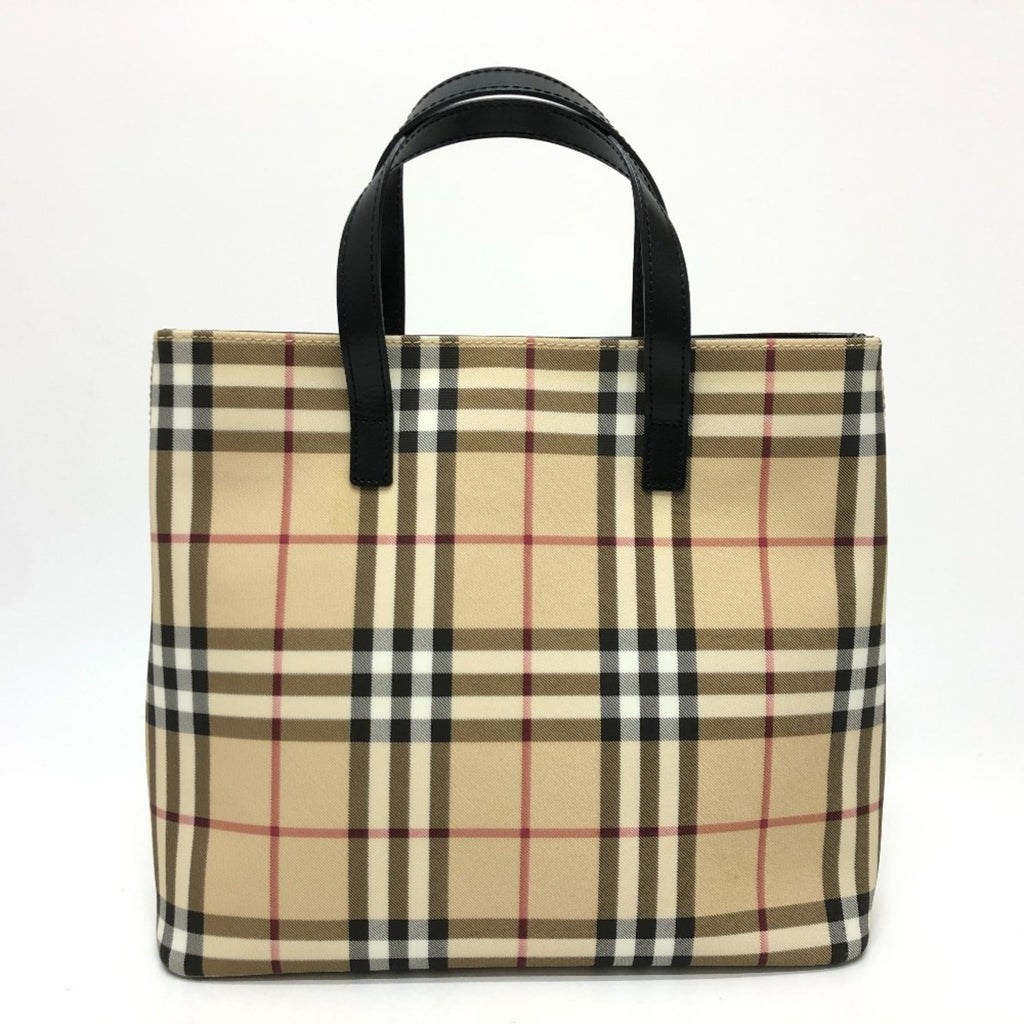 Burberry Beige Black Red Color Pvc Leather Handbag Tote Bag (Pre-Owned)