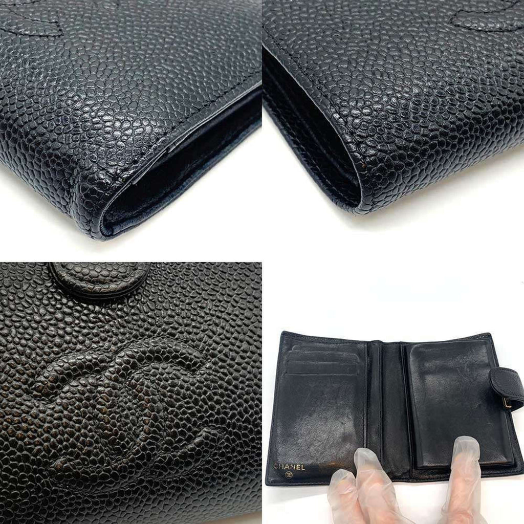 Chanel Black Grained Calfskin Wallet (Bi-Fold) (Pre-Owned)