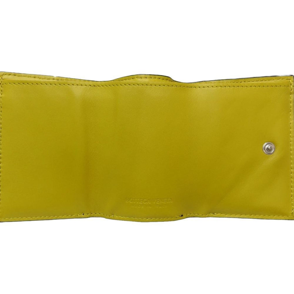 Bottega Veneta Intrecciato Navy Yellow Intrecciato Wallet (Tri-Fold) (Pre-Owned)