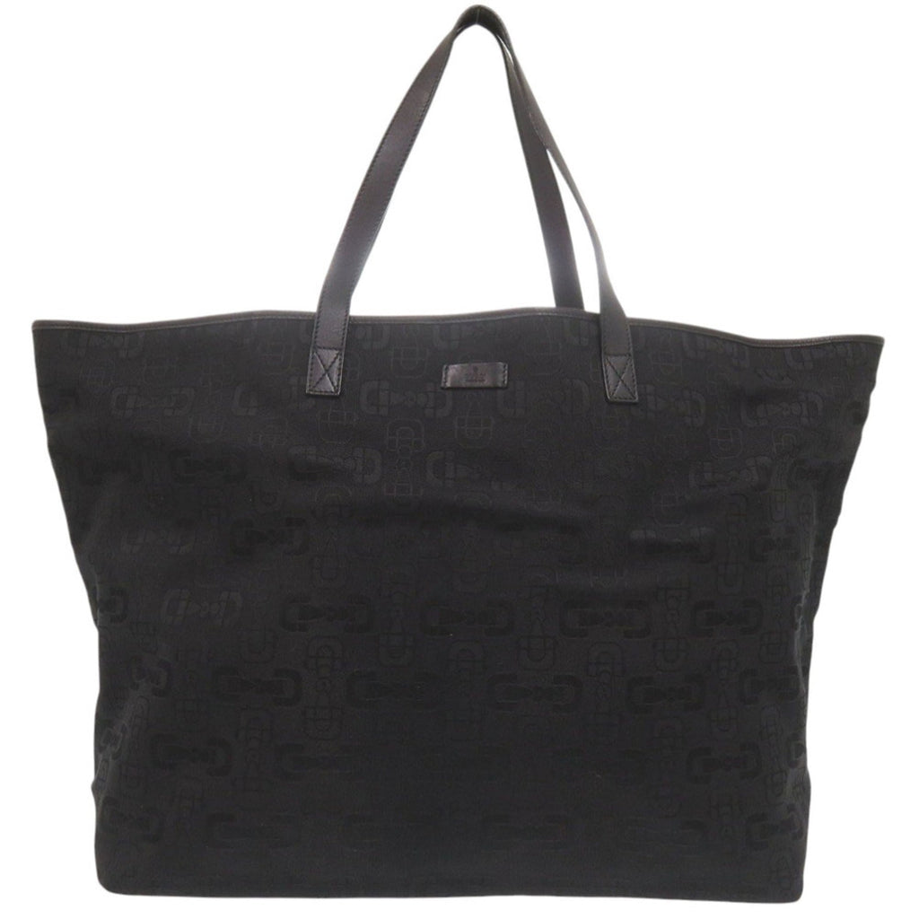 Gucci Black Canvas Leather Tote Bag (Pre-Owned)