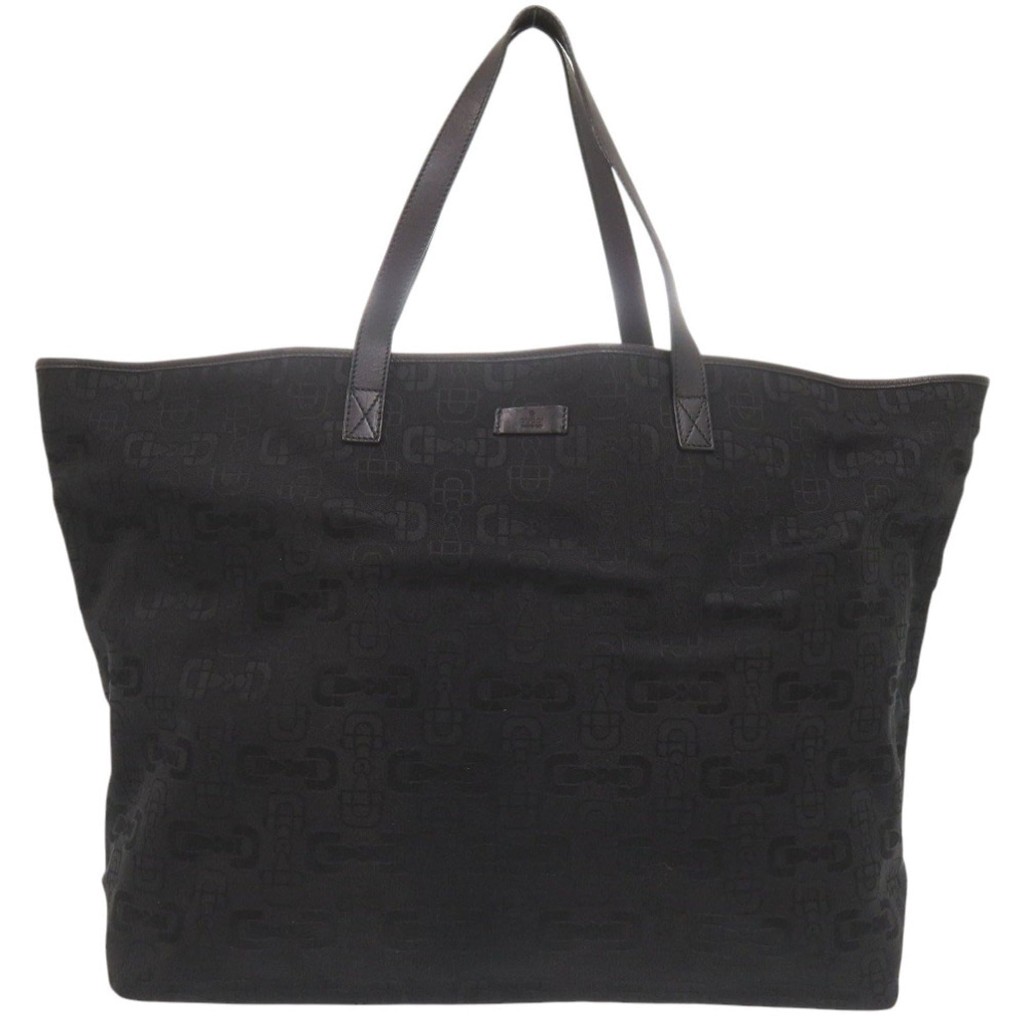 Gucci Black Canvas Leather Tote Bag (Pre-Owned)