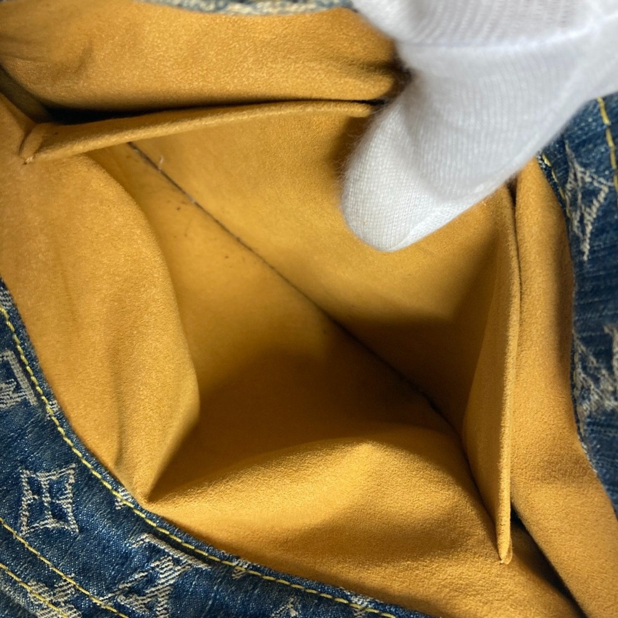 Louis Vuitton Blue Yellow Monogram Denim Shoulder Bag Tote Bag (Pre-Owned)