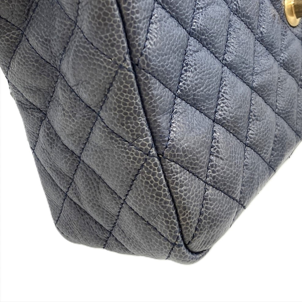 Chanel Blue Grained Calfskin Shoulder Bag (Pre-Owned)