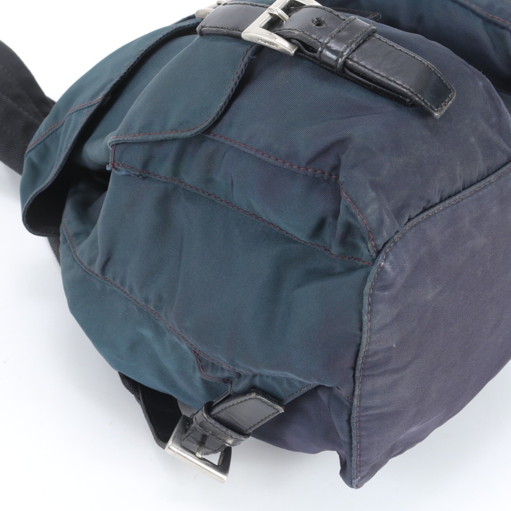 Prada Green Nylon Leather Backpack (Pre-Owned)