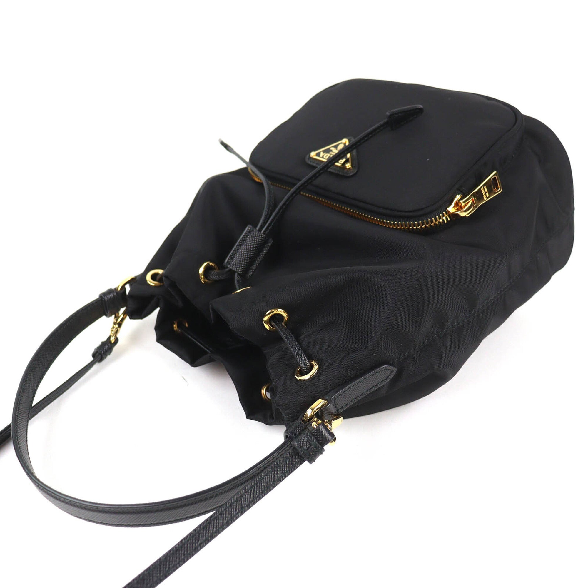 Prada Black Nylon Leather Shoulder Bag (Pre-Owned)