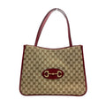 Gucci Beige Gg Canvas Leather Tote Bag (Pre-Owned)
