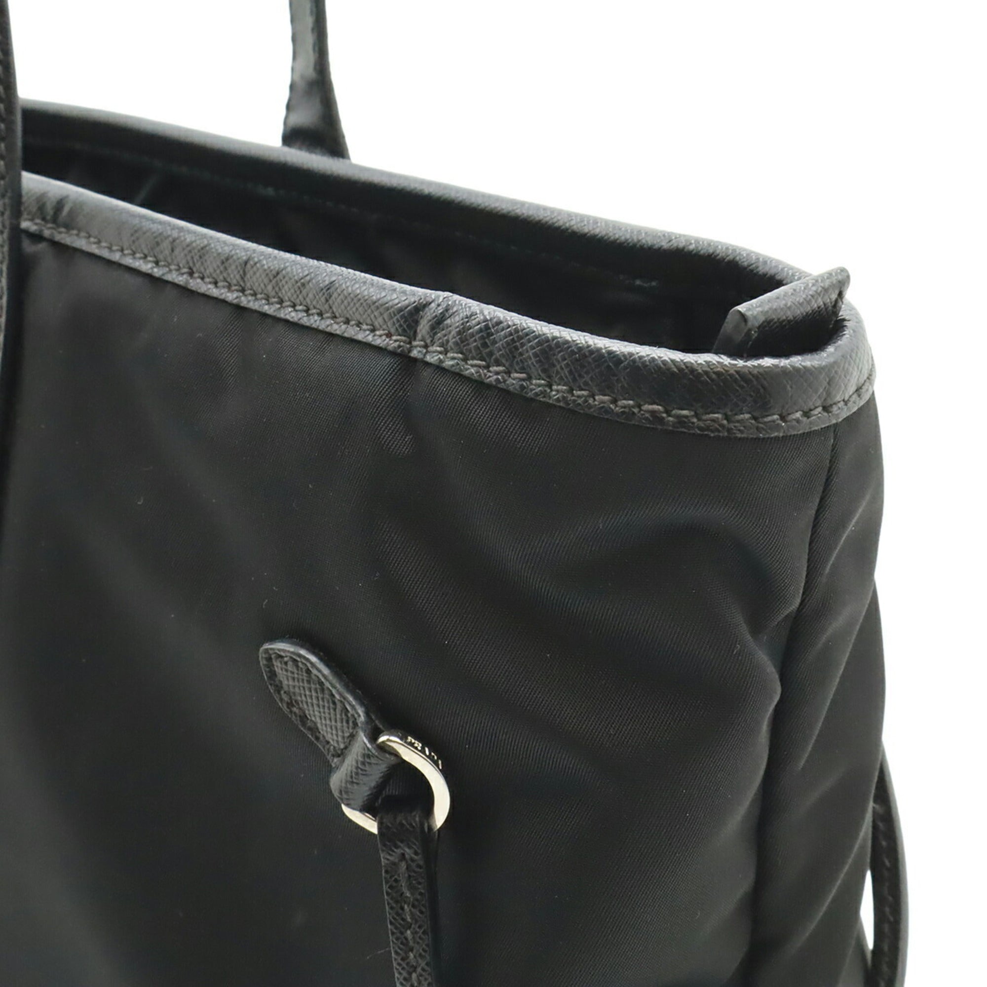 Prada Black Nero Nylon Leather Shoulder Bag Tote Bag (Pre-Owned)